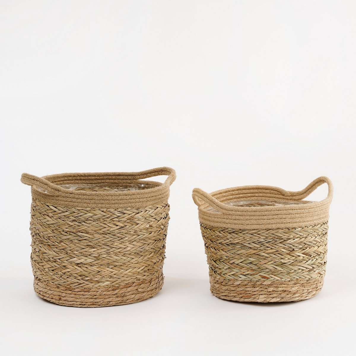 Anne Korb für Pflanzen – 2er-Set – H28 x Ø30 cm – Seegras – Hellbraun