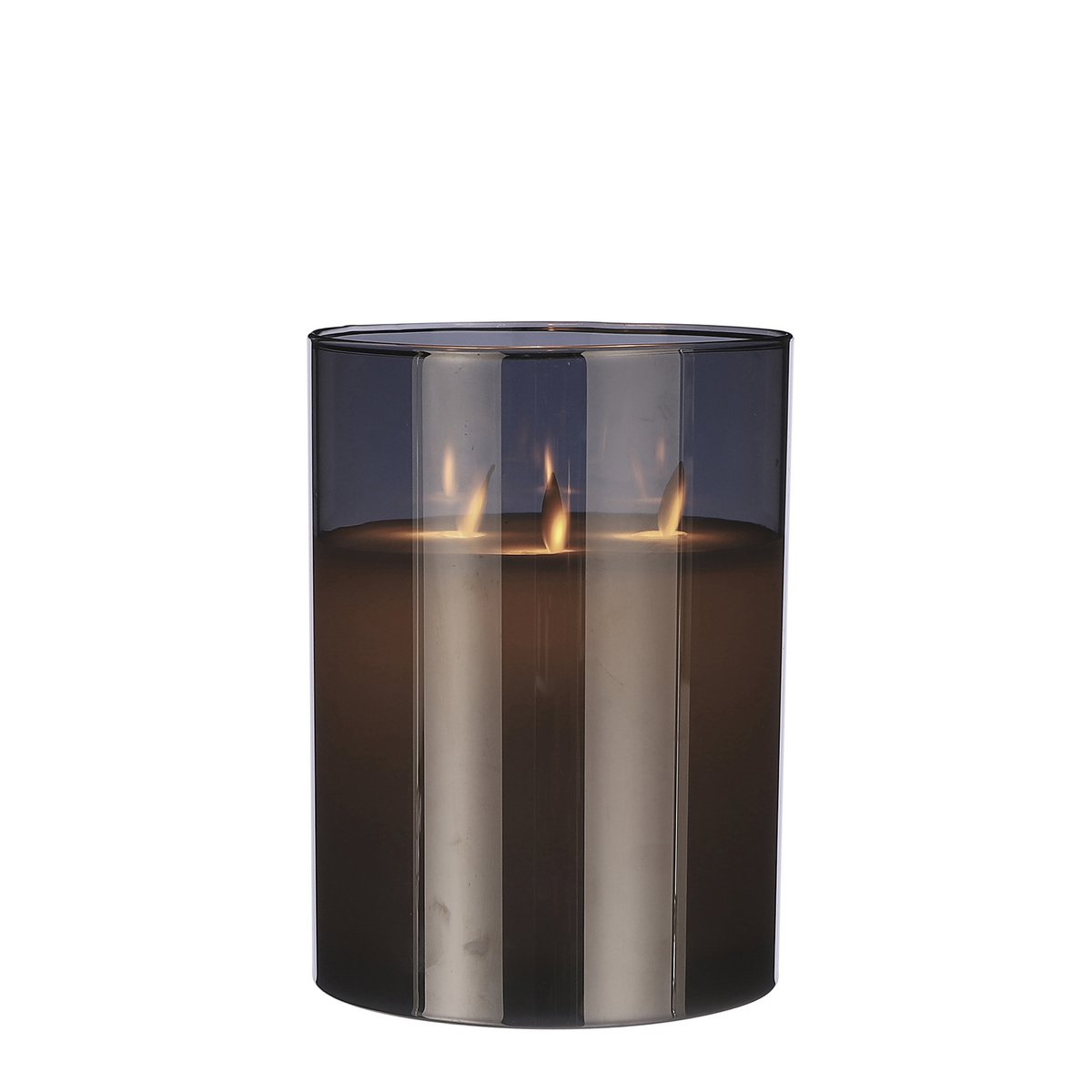 LED-Kerze – H20 x Ø15 cm – Glas/Wachs – Grau