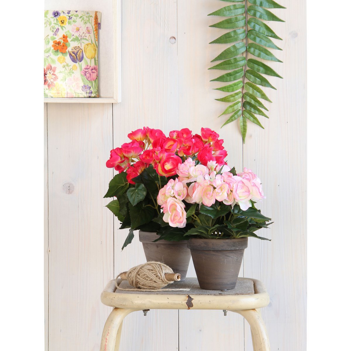 Künstliche Begonienpflanze im Blumentopf Stan – H30 x Ø25 cm – Dunkelrosa