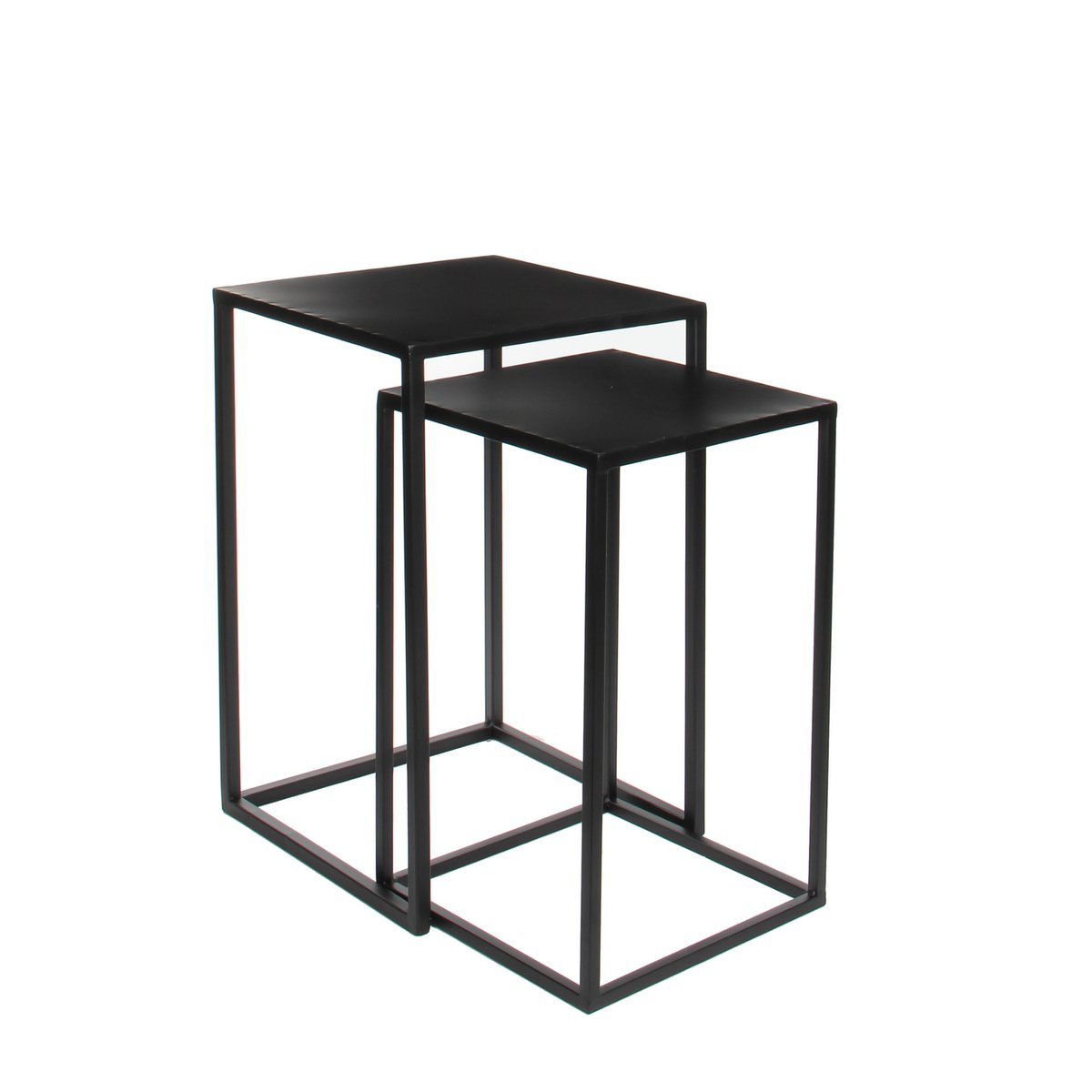 Goa Beistelltisch – 2er-Set – L35 x B35 x H55 cm – Metall – Schwarz
