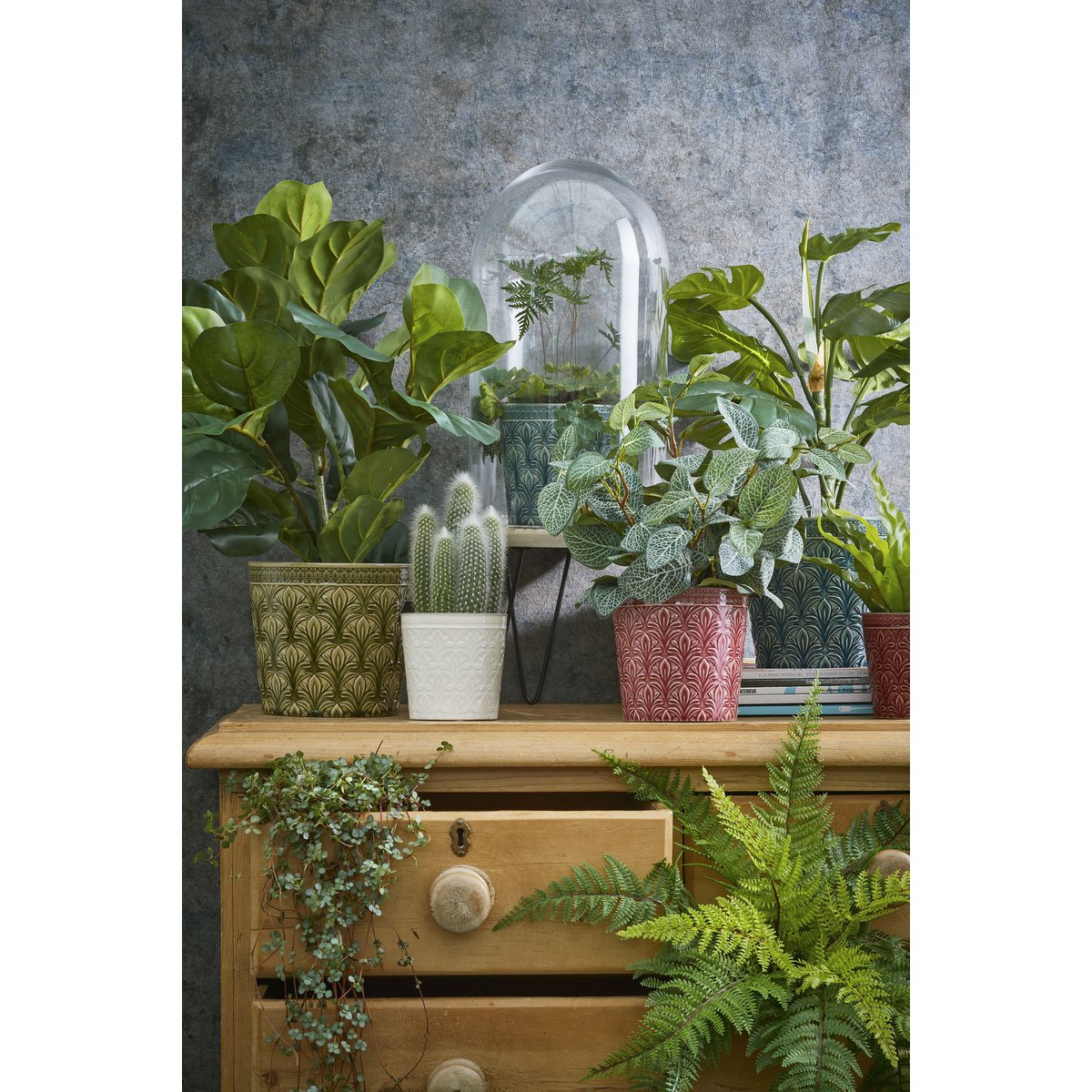 Künstliche Farnpflanze im Blumentopf Stan - H38 x Ø50 cm - Grün