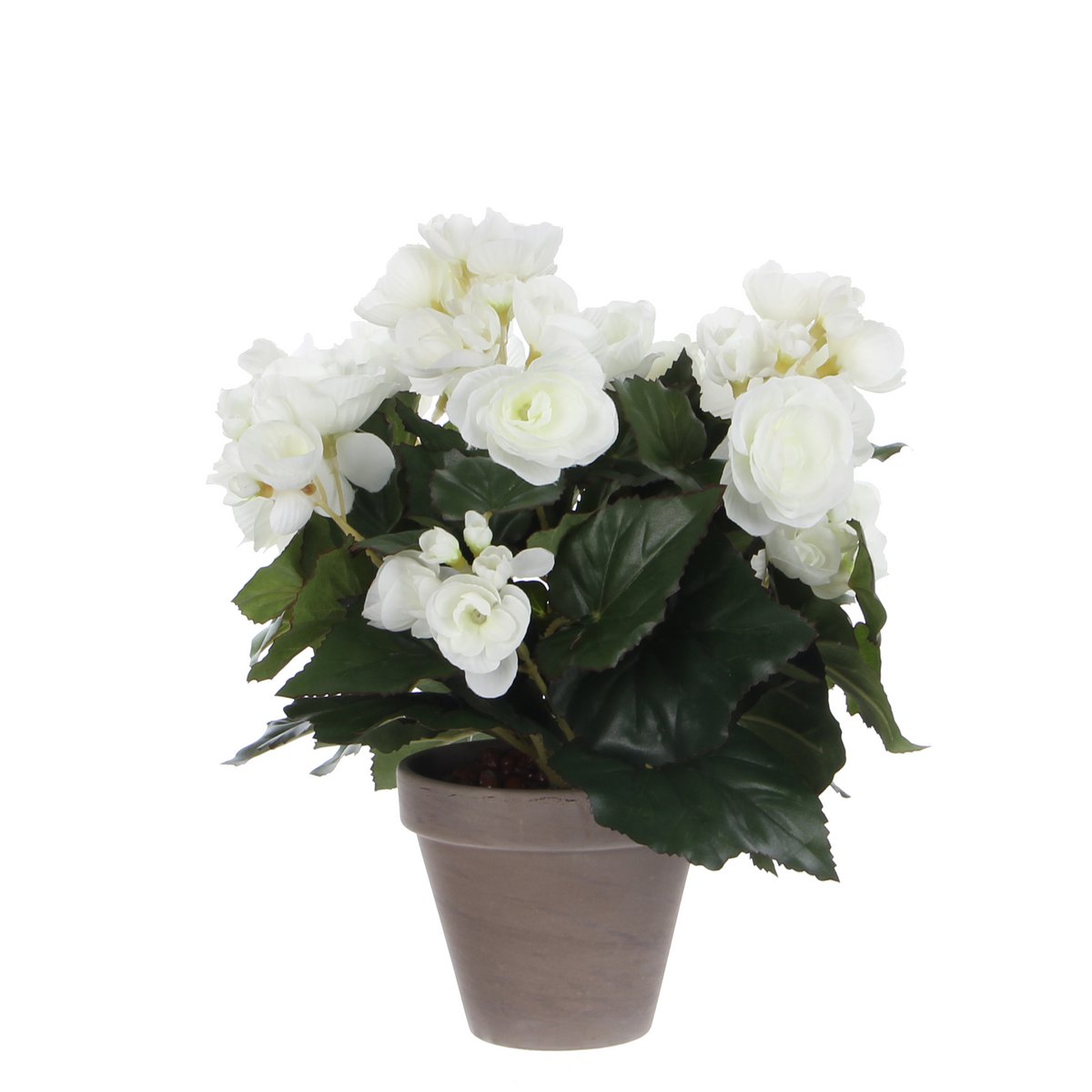 Künstliche Begonienpflanze im Blumentopf Stan – H30 x Ø25 cm – Weiß