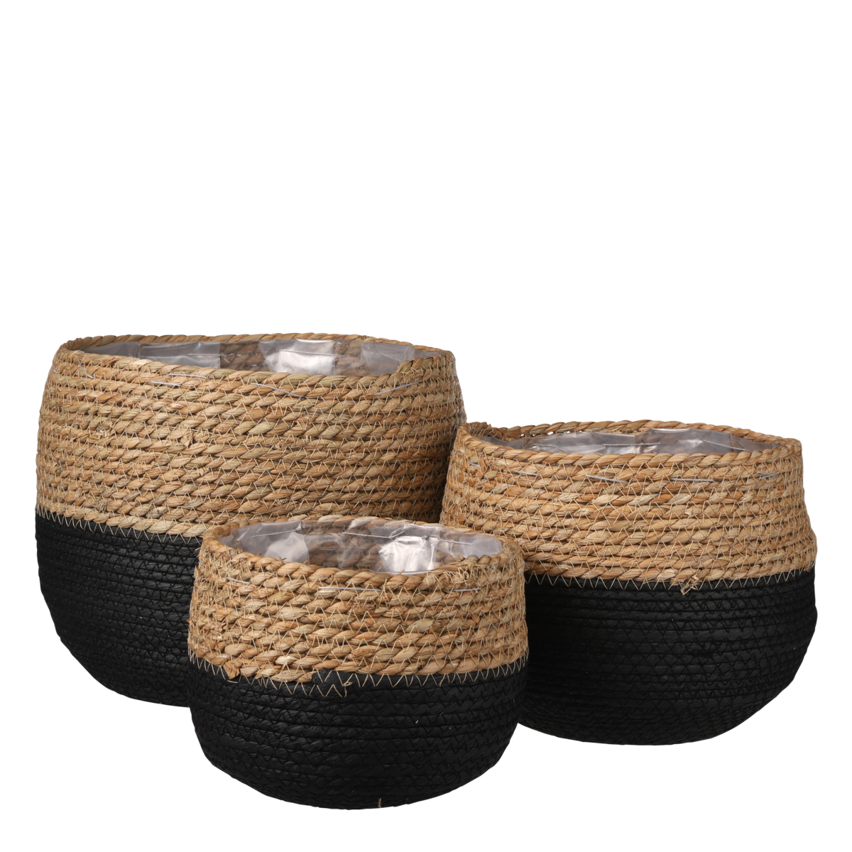 Jorck Korb für Pflanzen – 3er-Set – H24 x Ø26 cm – Schwarz