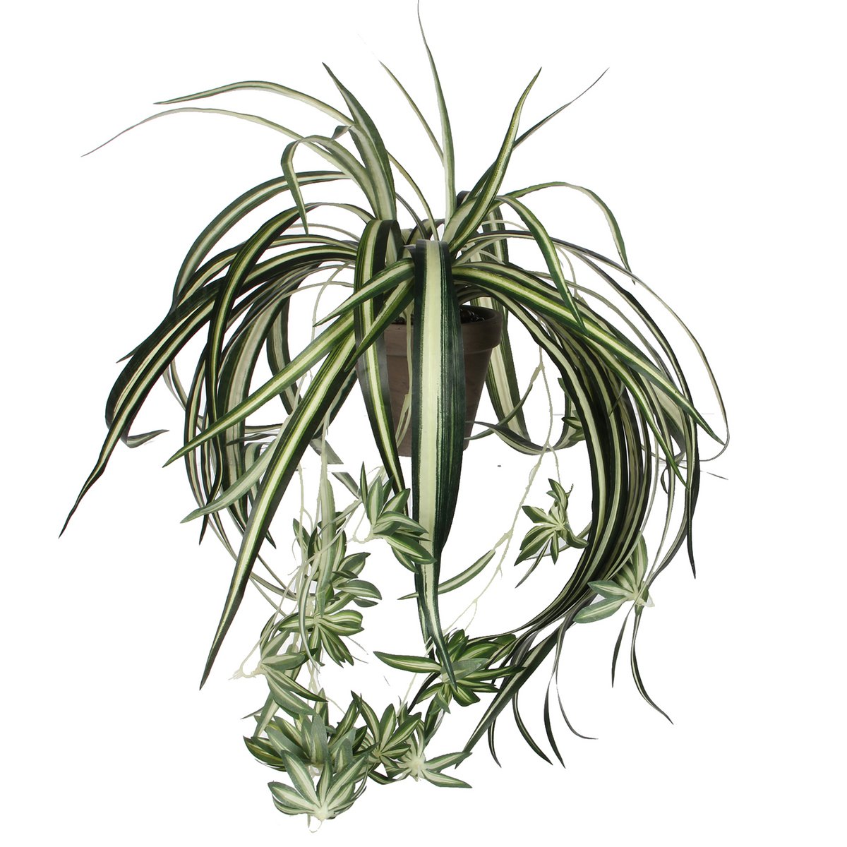 Künstliche Chlorophytum-Pflanze im Blumentopf Stan – H45 x Ø45 cm – Grün