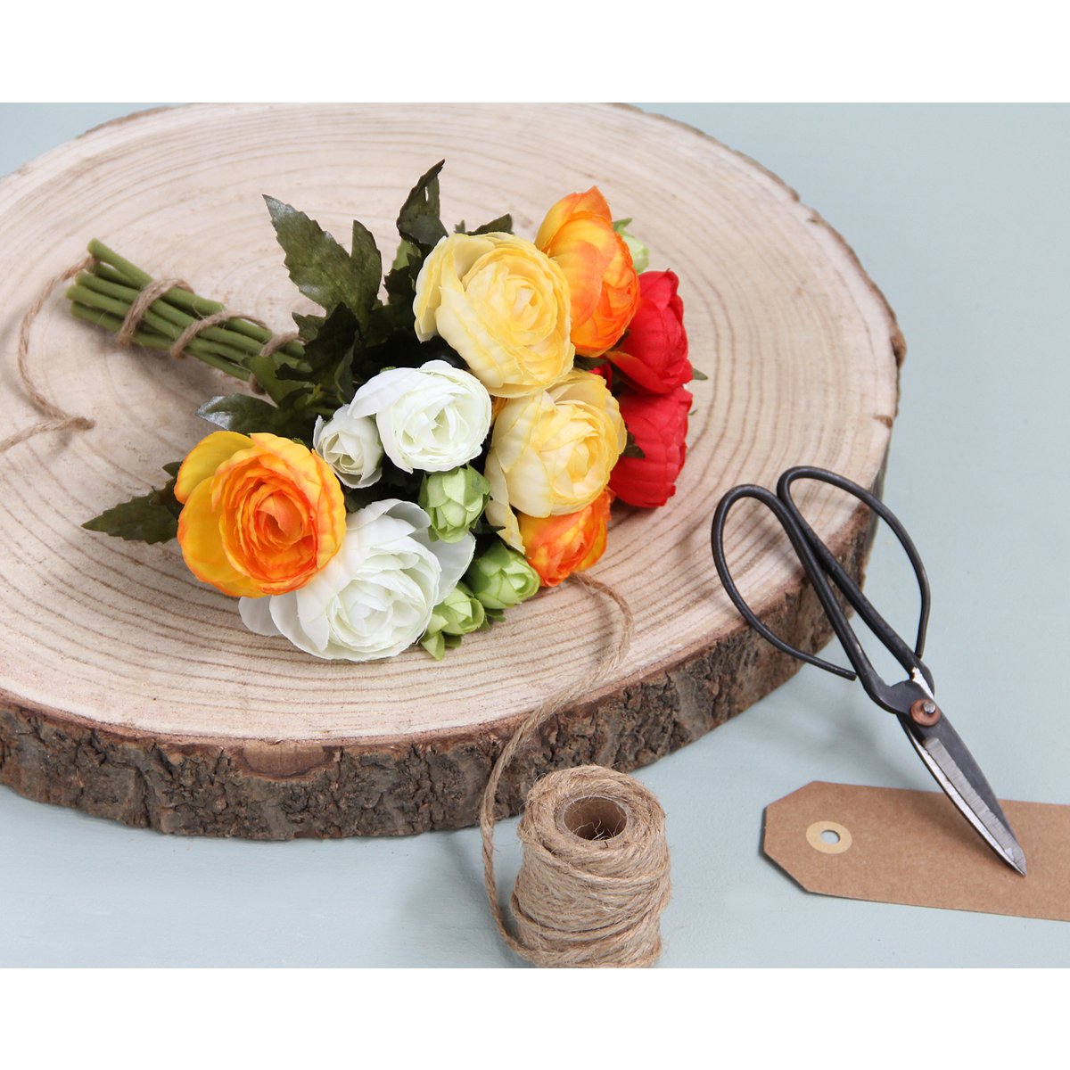Strauß künstlicher Ranunkelblumen – H22 x Ø19 cm – Orange