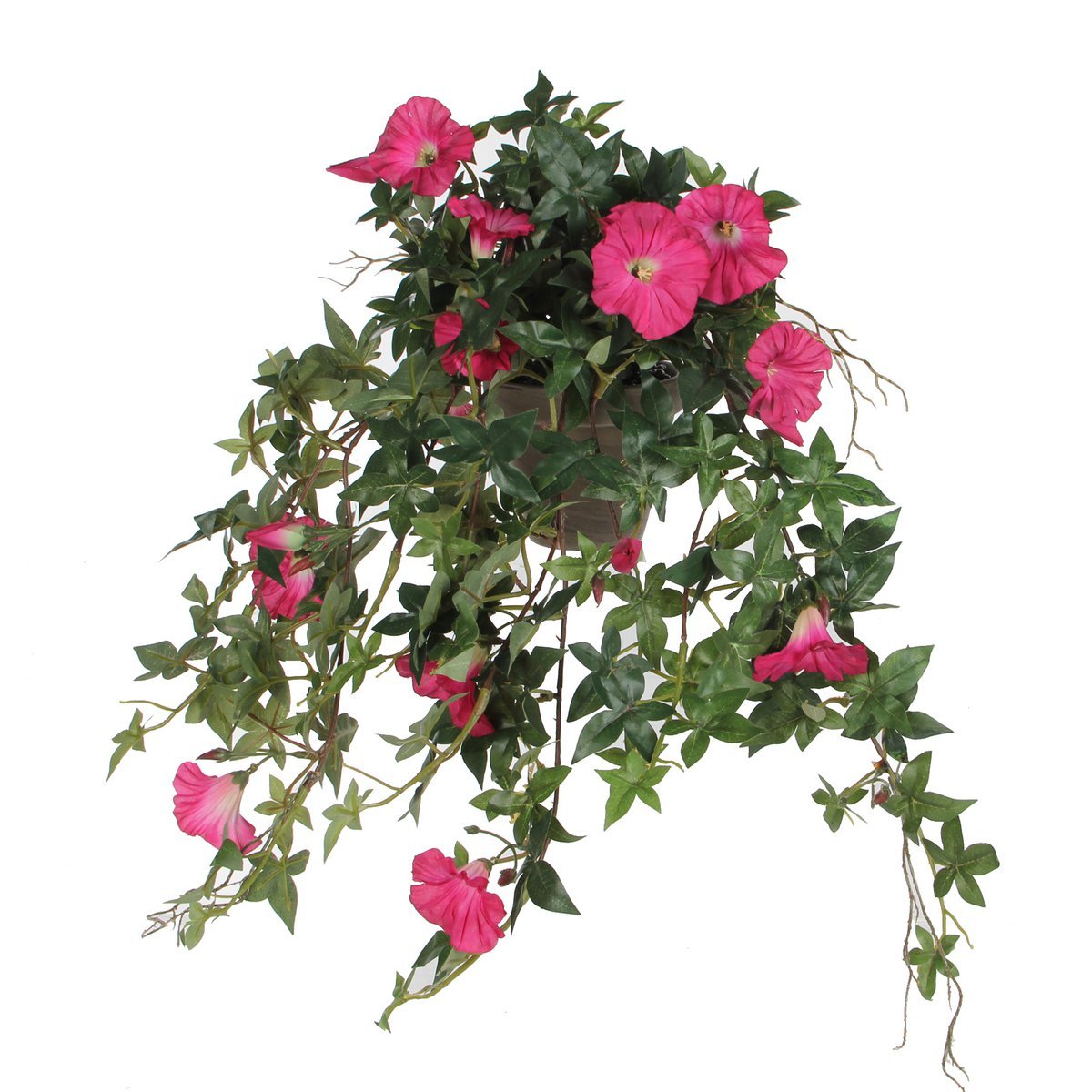 Künstliche Petunien-Hängepflanze im Stan-Blumentopf – L25 x B45 x H50 cm – Dunkelrosa