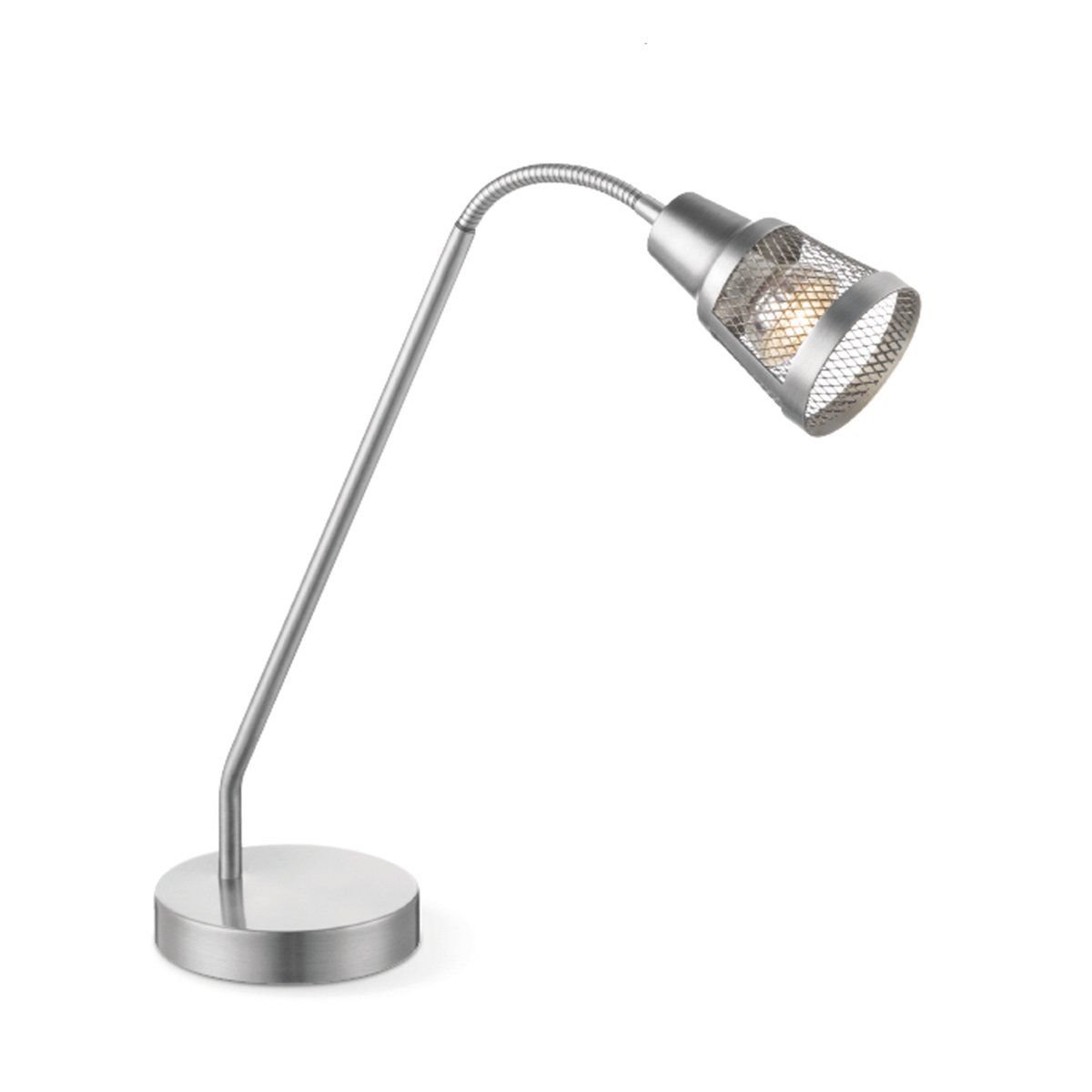 Home Sweet Home Klassische Tischlampe Solo aus gebürstetem Stahl – Nachttischlampe