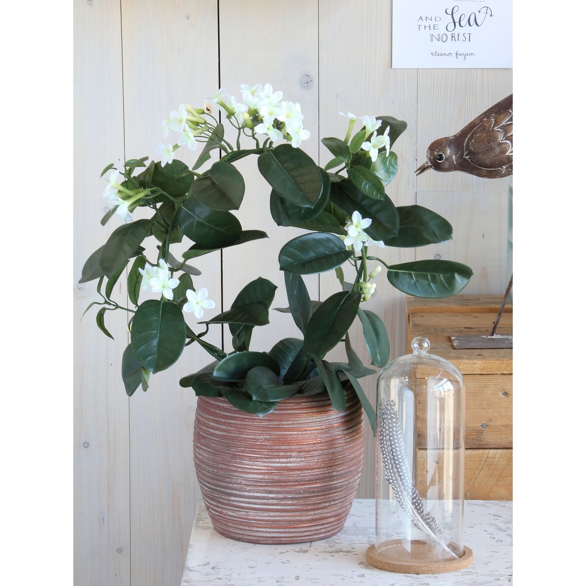 Künstliche Pflanze Stephanotis im Blumentopf Stan - H50 x Ø40 cm - Weiß