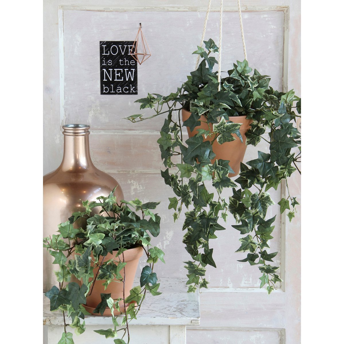 Künstliche Hedera-Pflanze im Blumentopf Stan – H45 x Ø25 cm – grün bunt