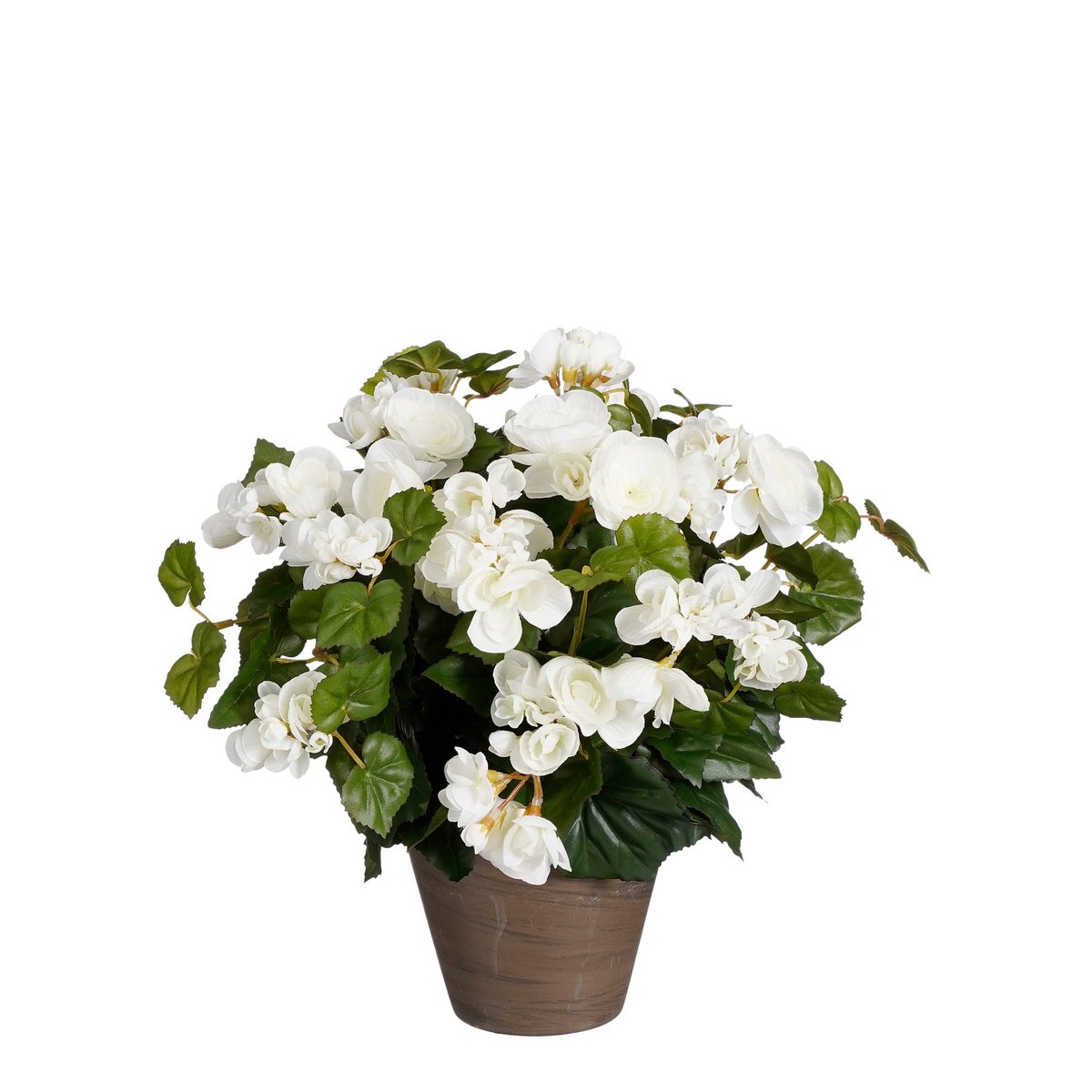 Künstliche Begonienpflanze im Blumentopf Stan – H37 x Ø36 cm – Weiß