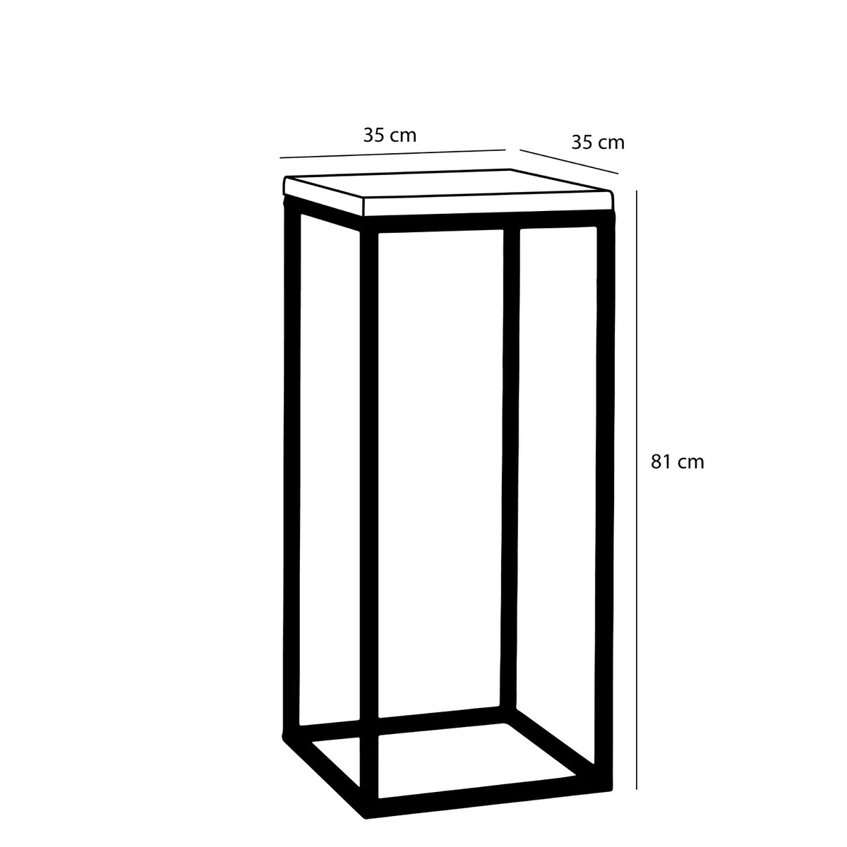 Oskar Pflanzentisch – L35 x B35 x H81 cm – Holz, Metall – Schwarz