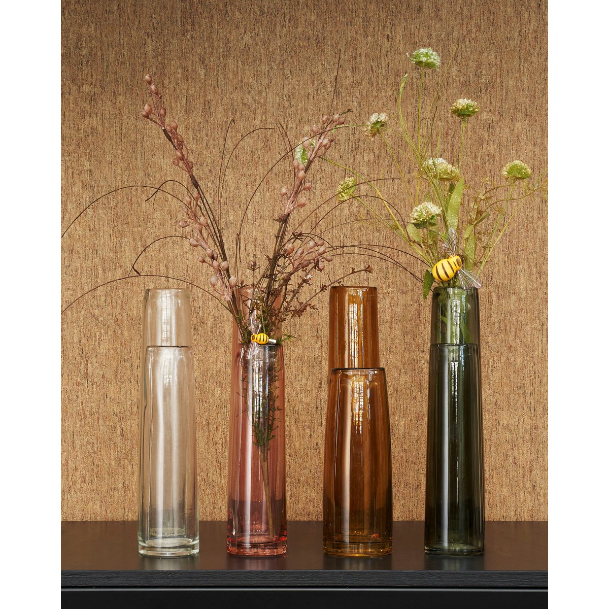 Xandra Schmale Vase - H37,5 x Ø10 cm - Glas - Braun