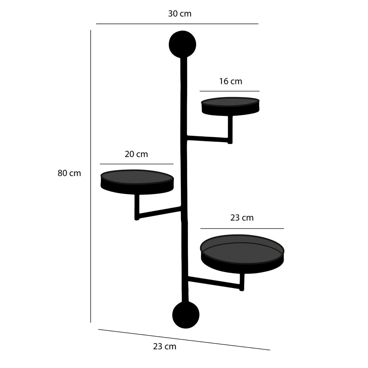 Perry Wandregal – L30 x B23 x H80 cm – Metall – Schwarz