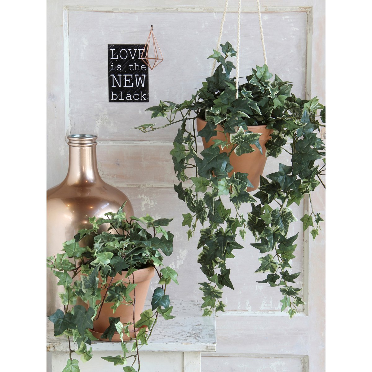 Hedera Künstliche Hängepflanze – H129 cm – Grün bunt