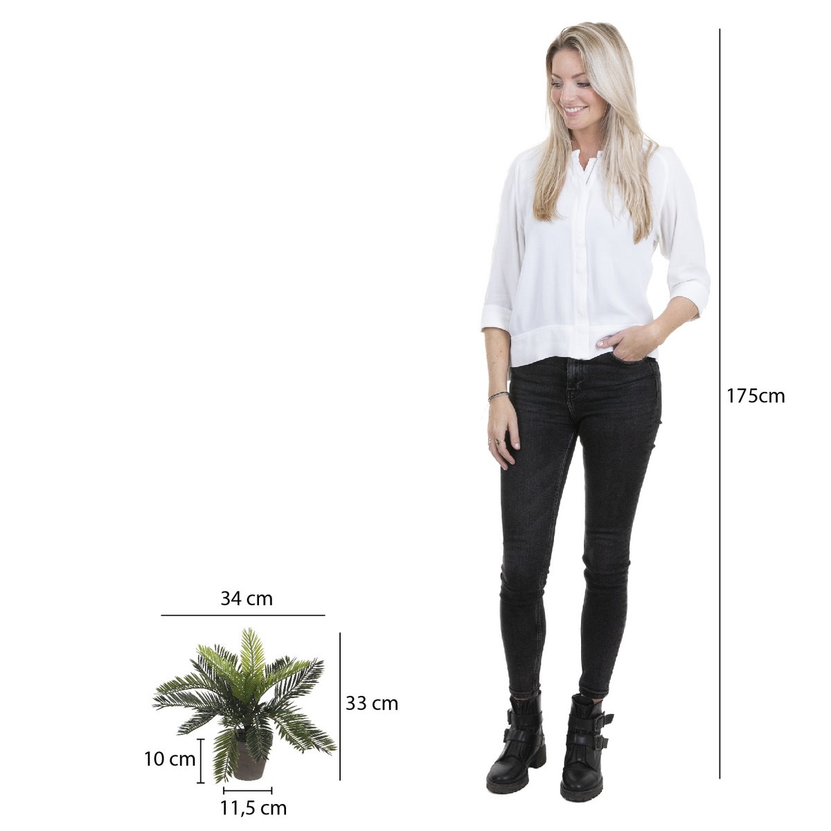 Künstliche Cycas-Palme im Blumentopf Stan – H33 x Ø34 cm – Grün