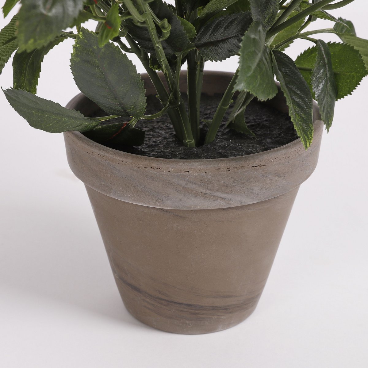 Künstliche Rosenstrauchpflanze im Blumentopf Stan – H33 x Ø25 cm – Weiß