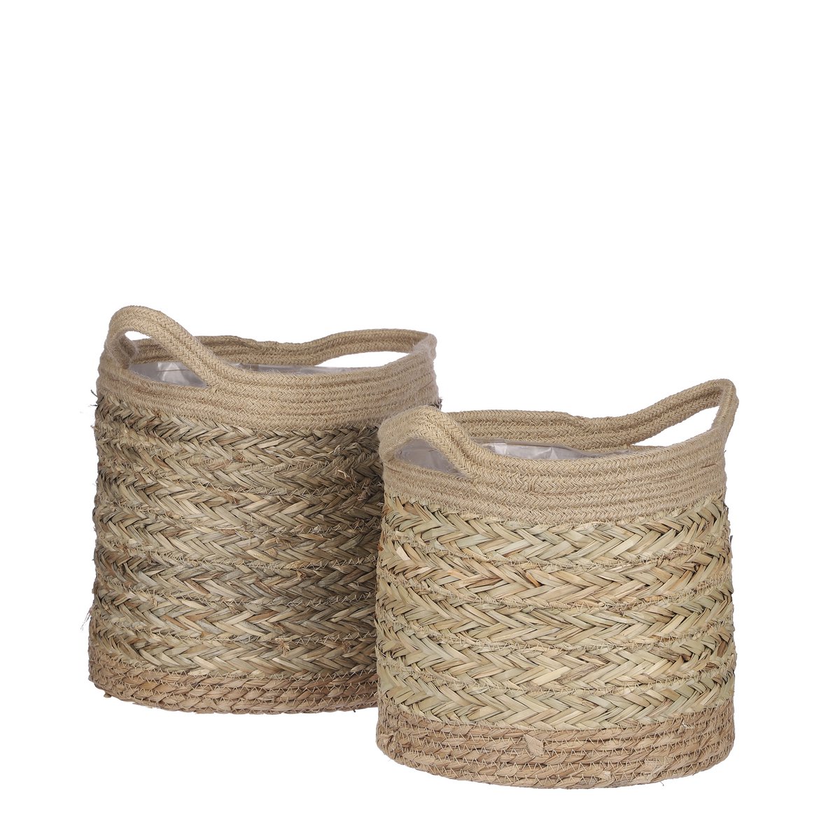 Anne Korb für Pflanzen – 2er-Set – H28 x Ø30 cm – Seegras – Hellbraun
