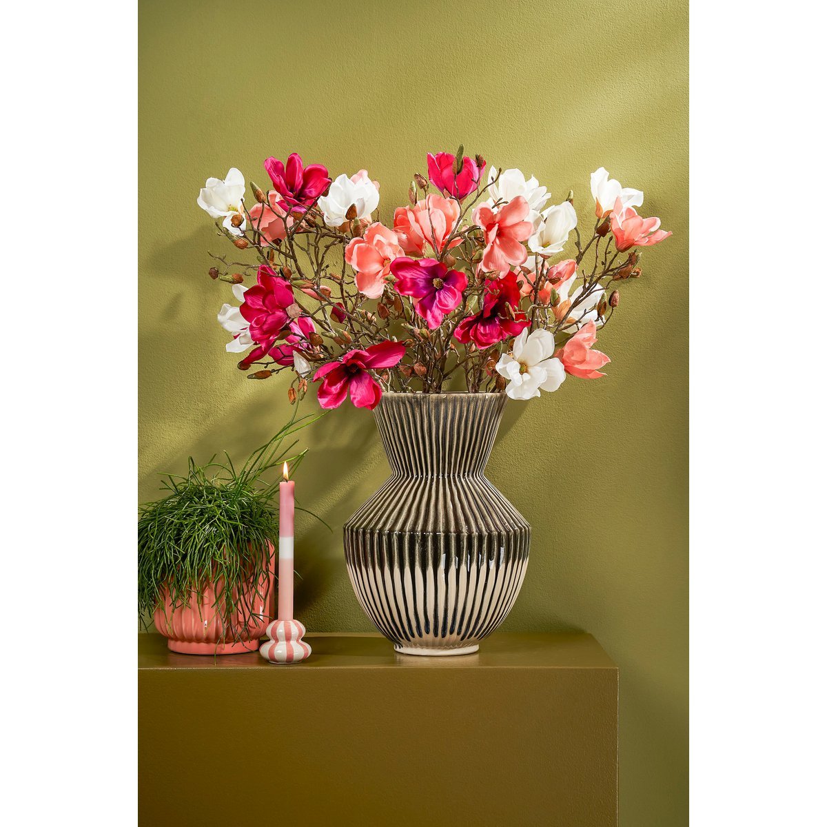Künstliche Magnolienblume – H88 cm – Weiß