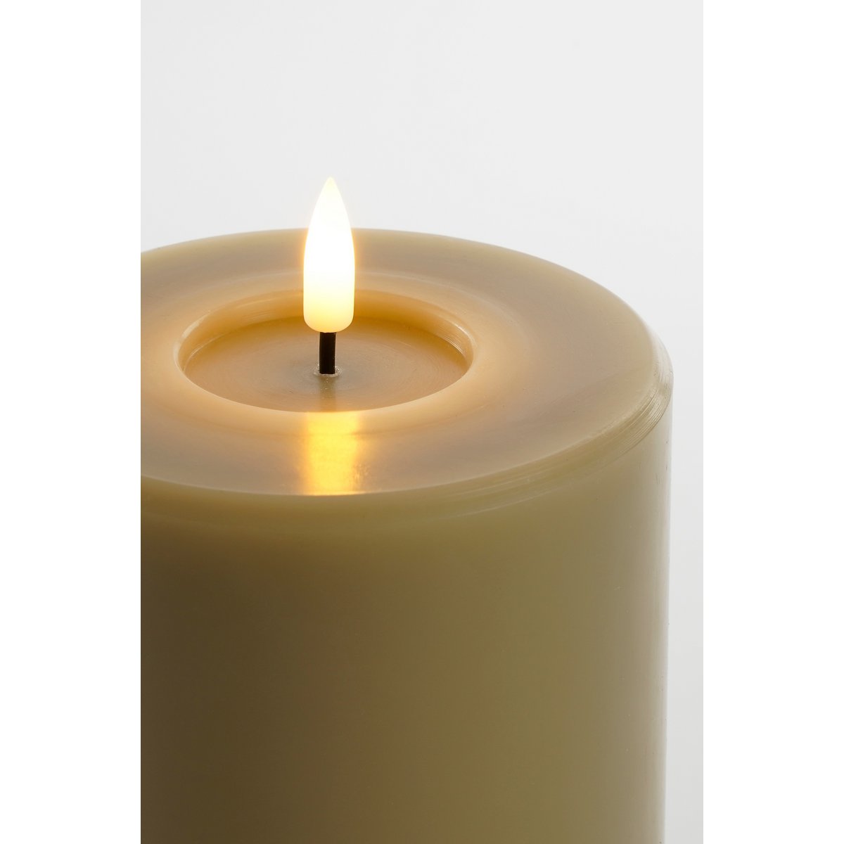LED-Kerze – H15 x Ø10 cm – Wachs – Taupe