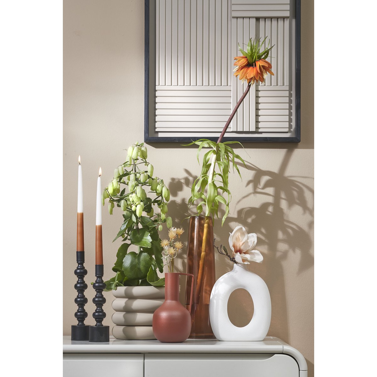 Xandra Schmale Vase - H37,5 x Ø10 cm - Glas - Braun