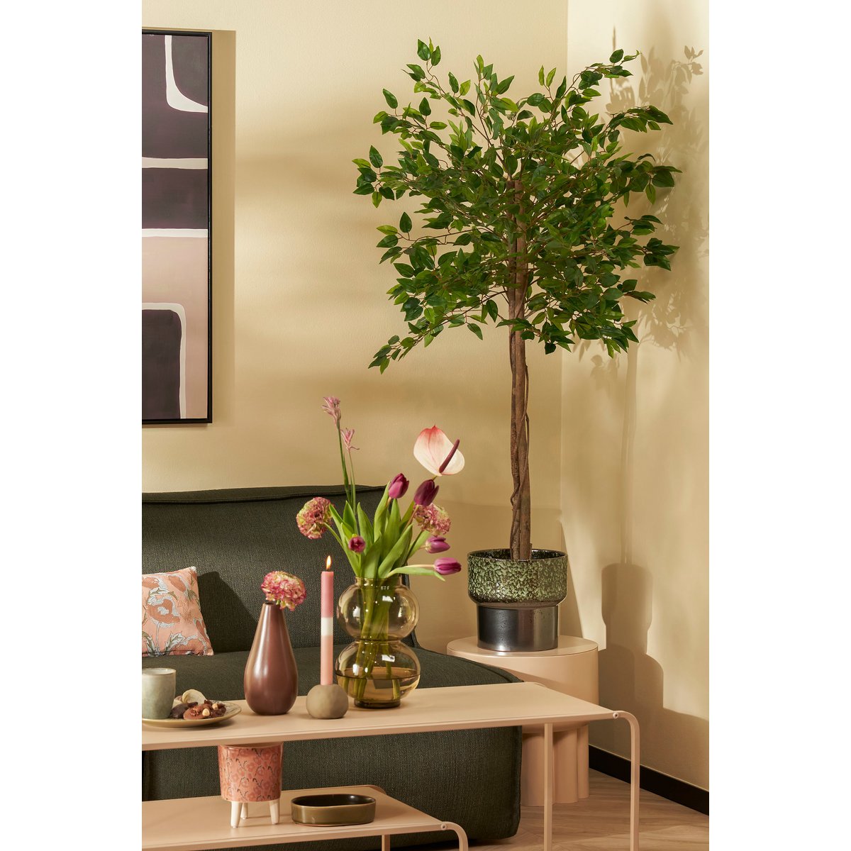 Künstliche Ficus-Pflanze im Blumentopf – H150 x Ø50 cm – Grün