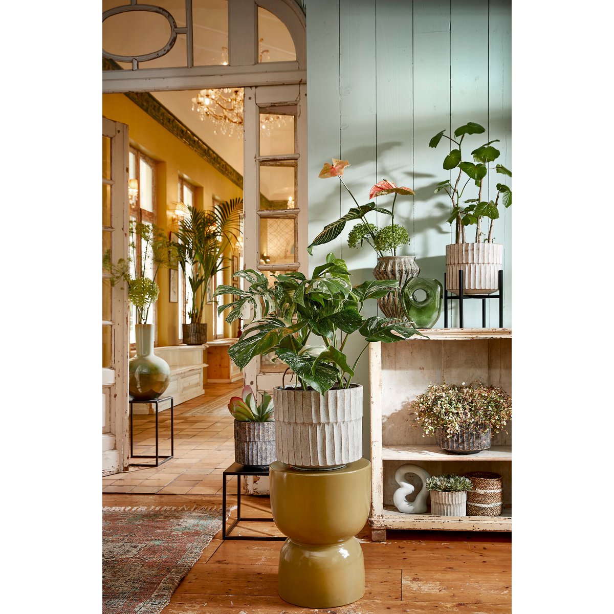 Ascot Pflanzenständer XL – L37,5 x B37,5 x H39,5 cm – Metall – Schwarz