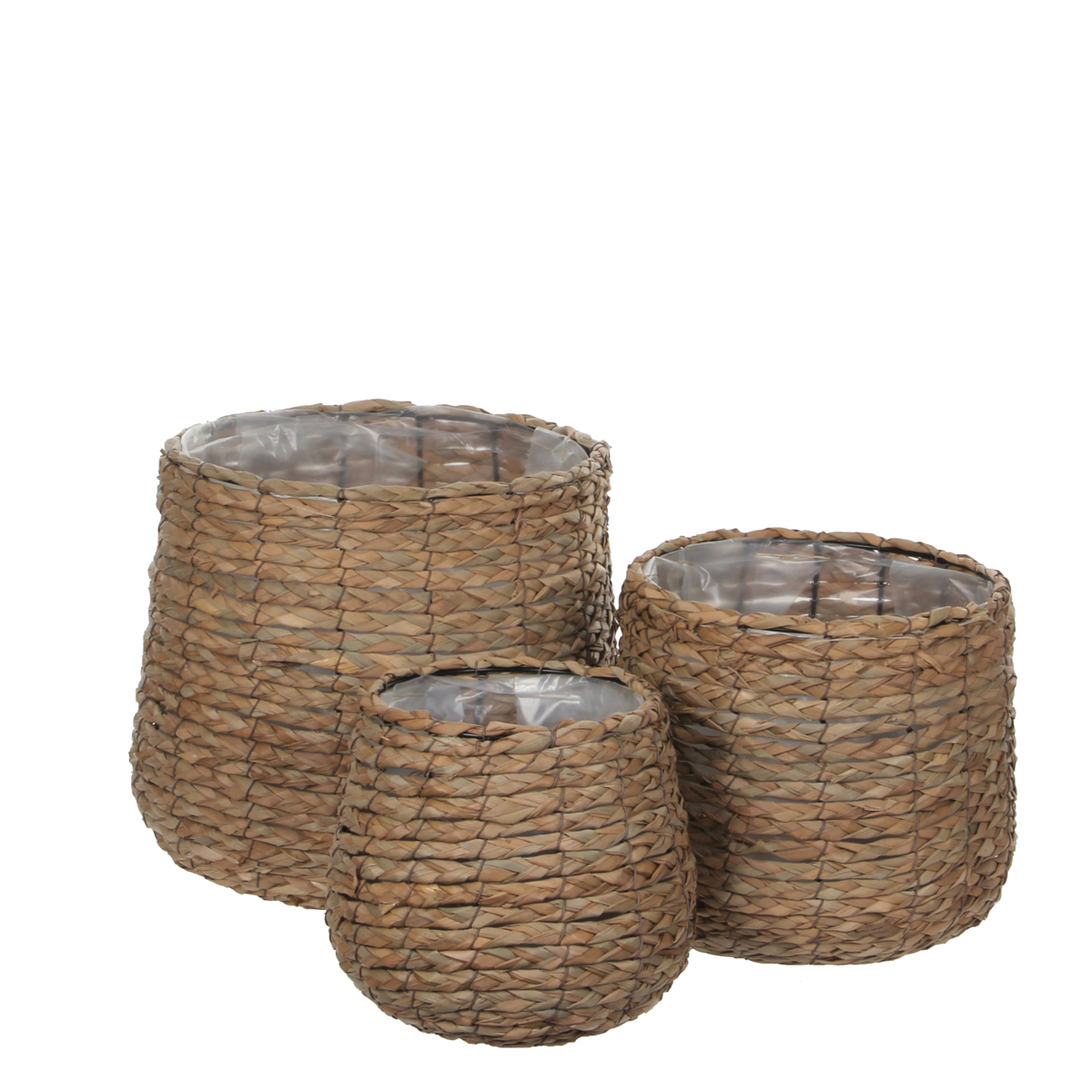 Avalon Korb für Pflanzen – 3er-Set – H31 x Ø30 cm – Seegras – Hellbraun