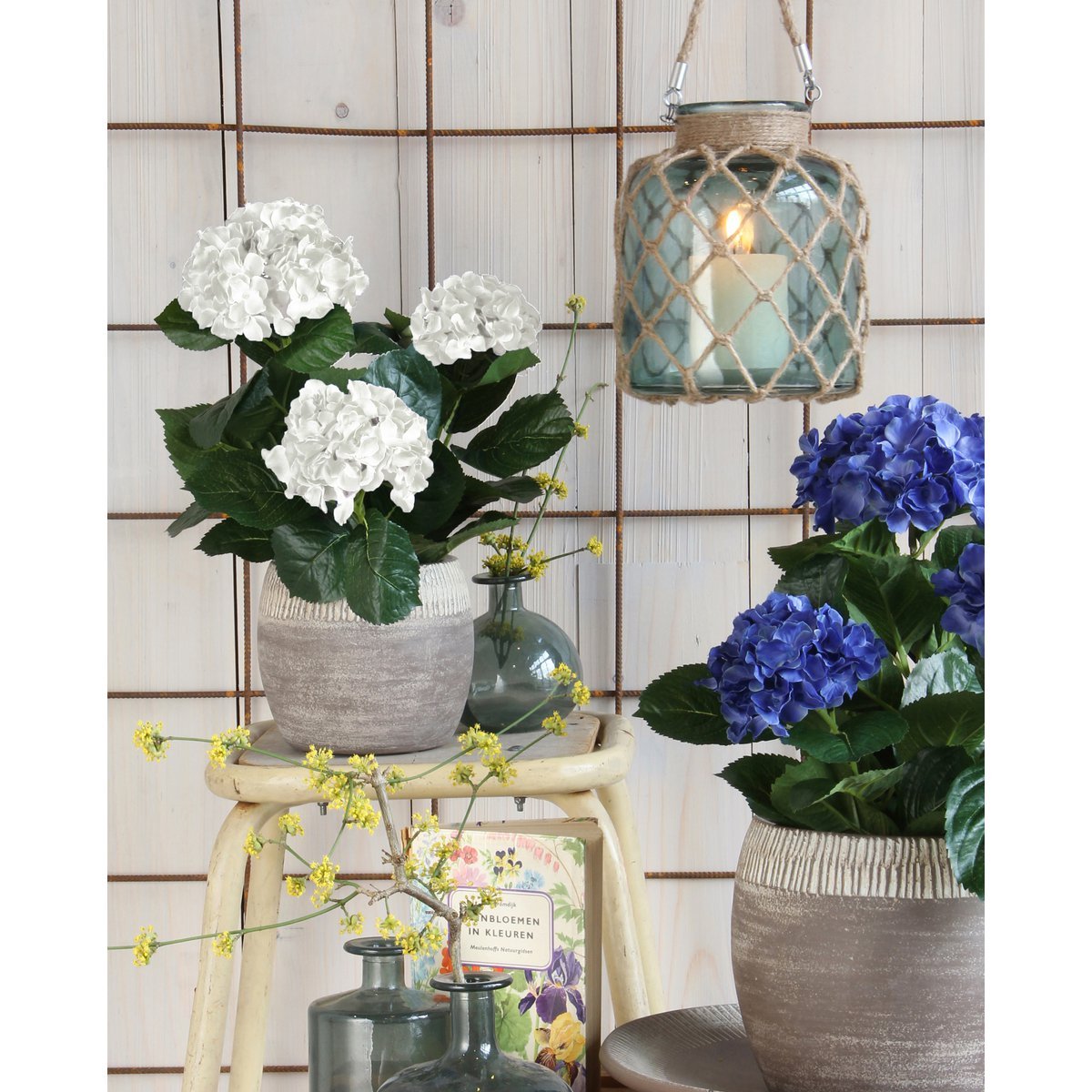 Künstliche Hortensienpflanze im Blumentopf Stan – H45 x Ø45 cm – Weiß