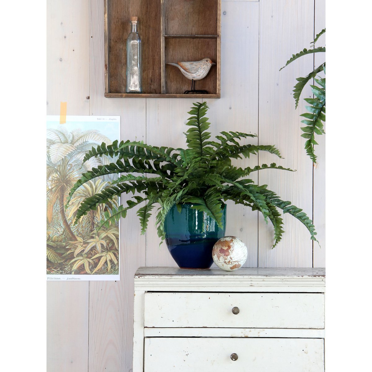 Künstliche Boston-Farn-Pflanze im Blumentopf Stan – H35 x Ø45 cm – Grün