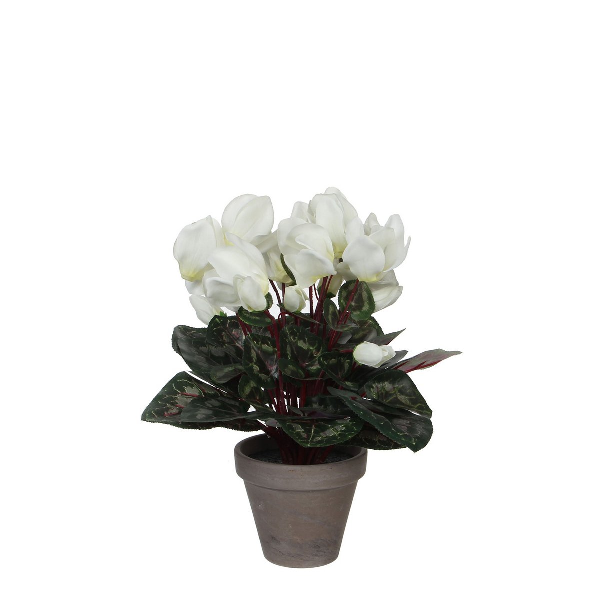 Künstliche Alpenveilchenpflanze im Blumentopf Stan – H30 x Ø30 cm – Weiß
