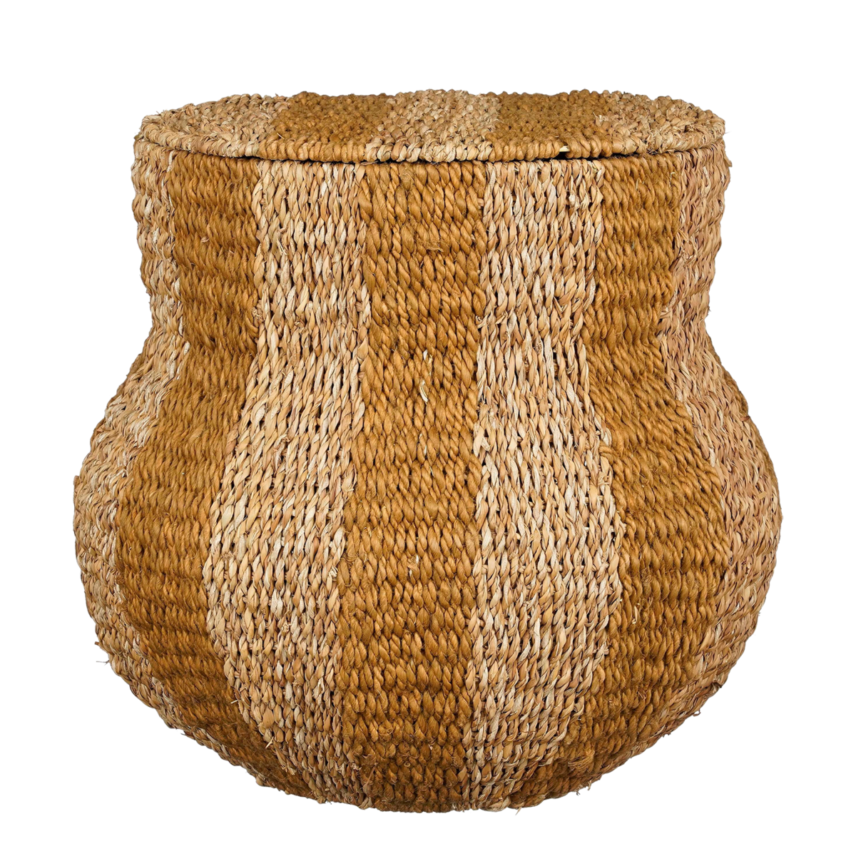 Aufbewahrungskorb mit Deckel – H47 x Ø50 cm – Jute – Gelb