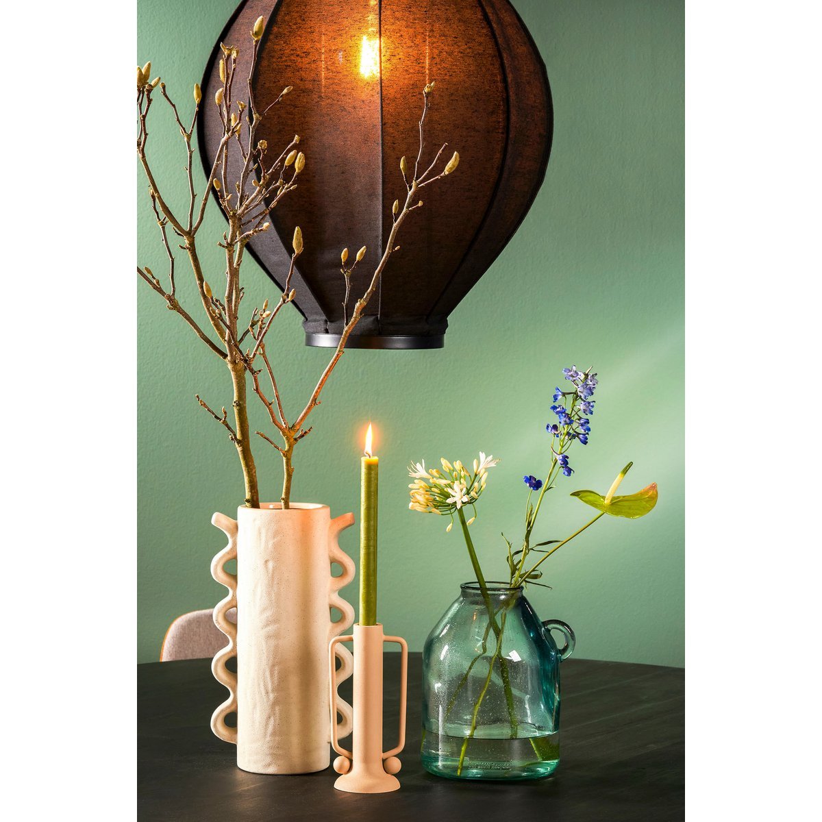 Sitia Flaschenvase - H25,5 x Ø21 cm - Recyceltes Glas - Hellblau