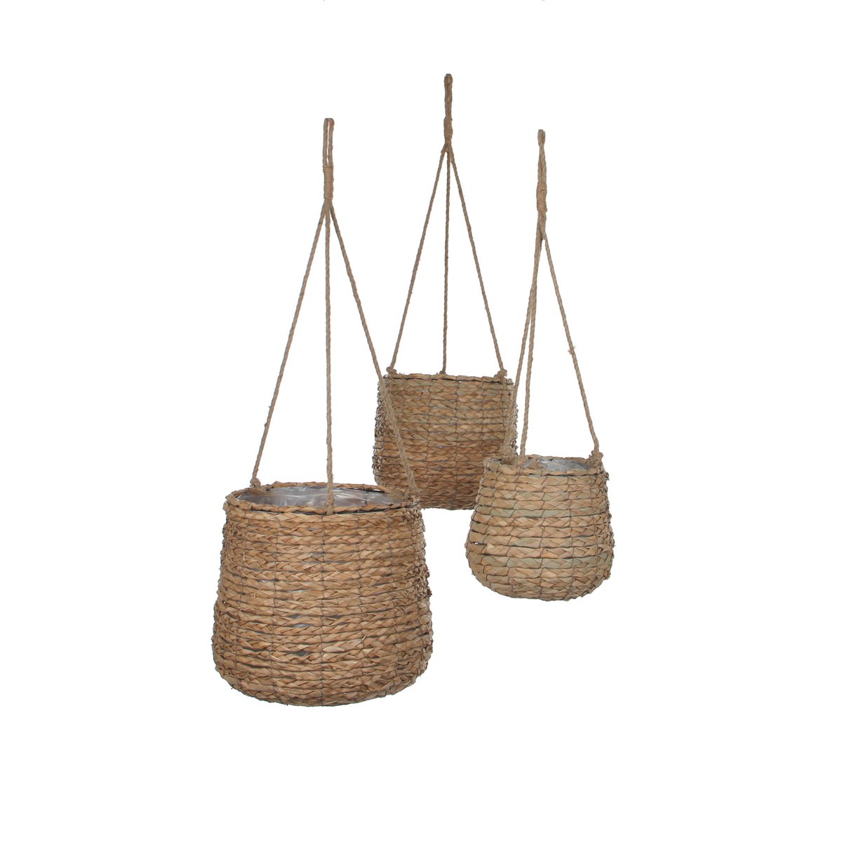 Avalon Hängekorb für Pflanzen – 3er-Set – H90 x Ø30 cm – Seegras – Hellbraun