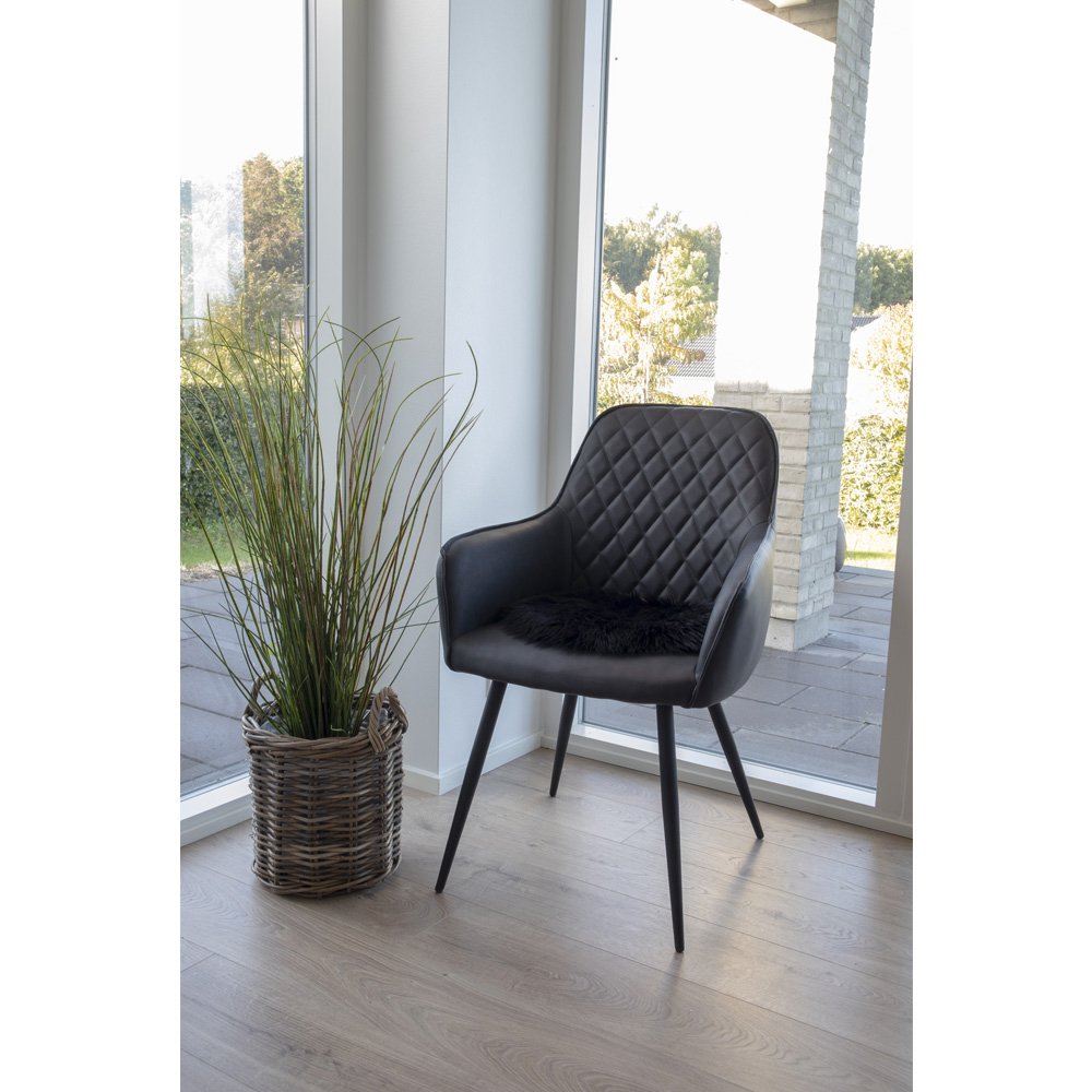 Lammfell Sitz Kunstleder - Lammfell Kunstleder in schwarz Ø 35 cm
