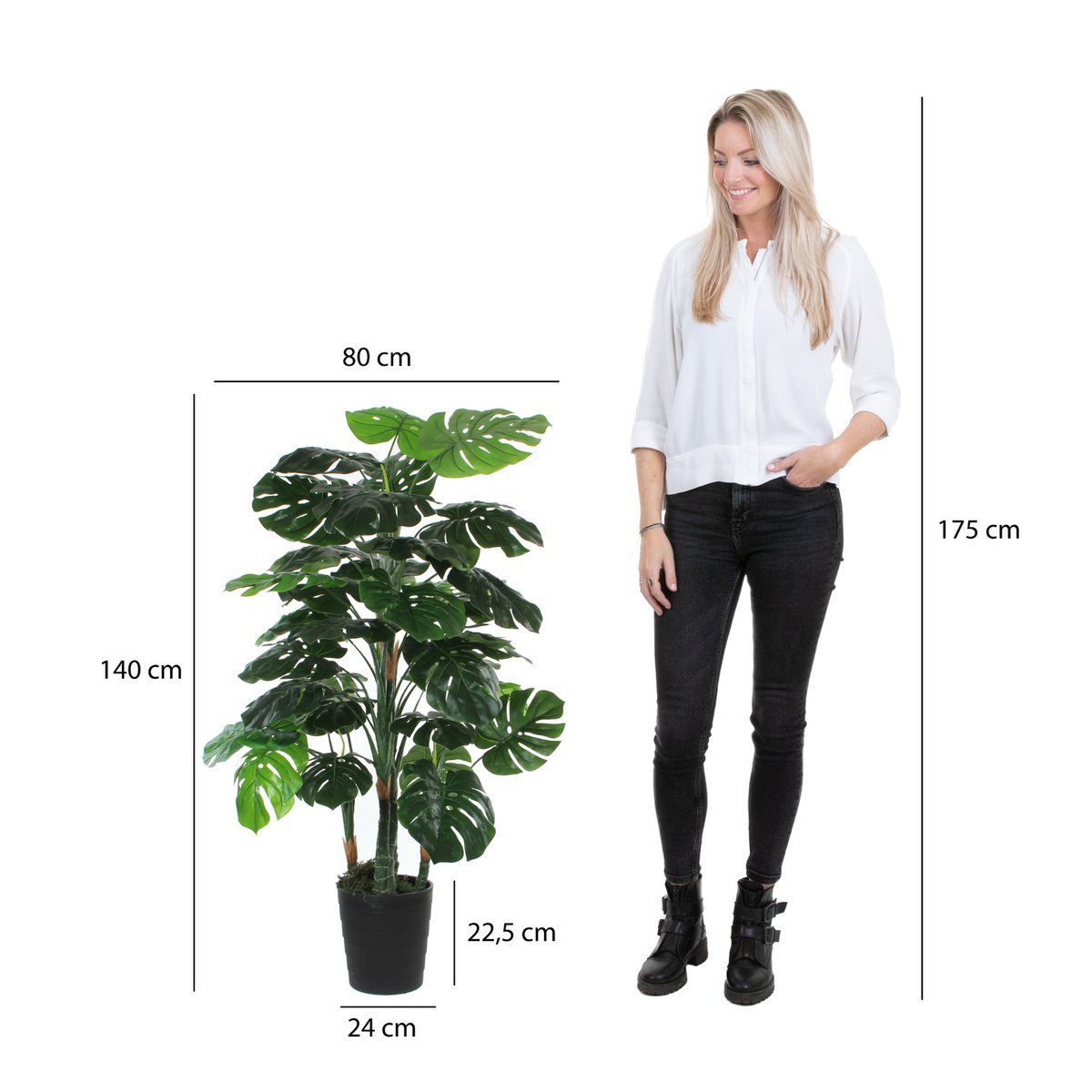 Künstliche Pflanze Monstera – H140 x Ø80 cm – Grün