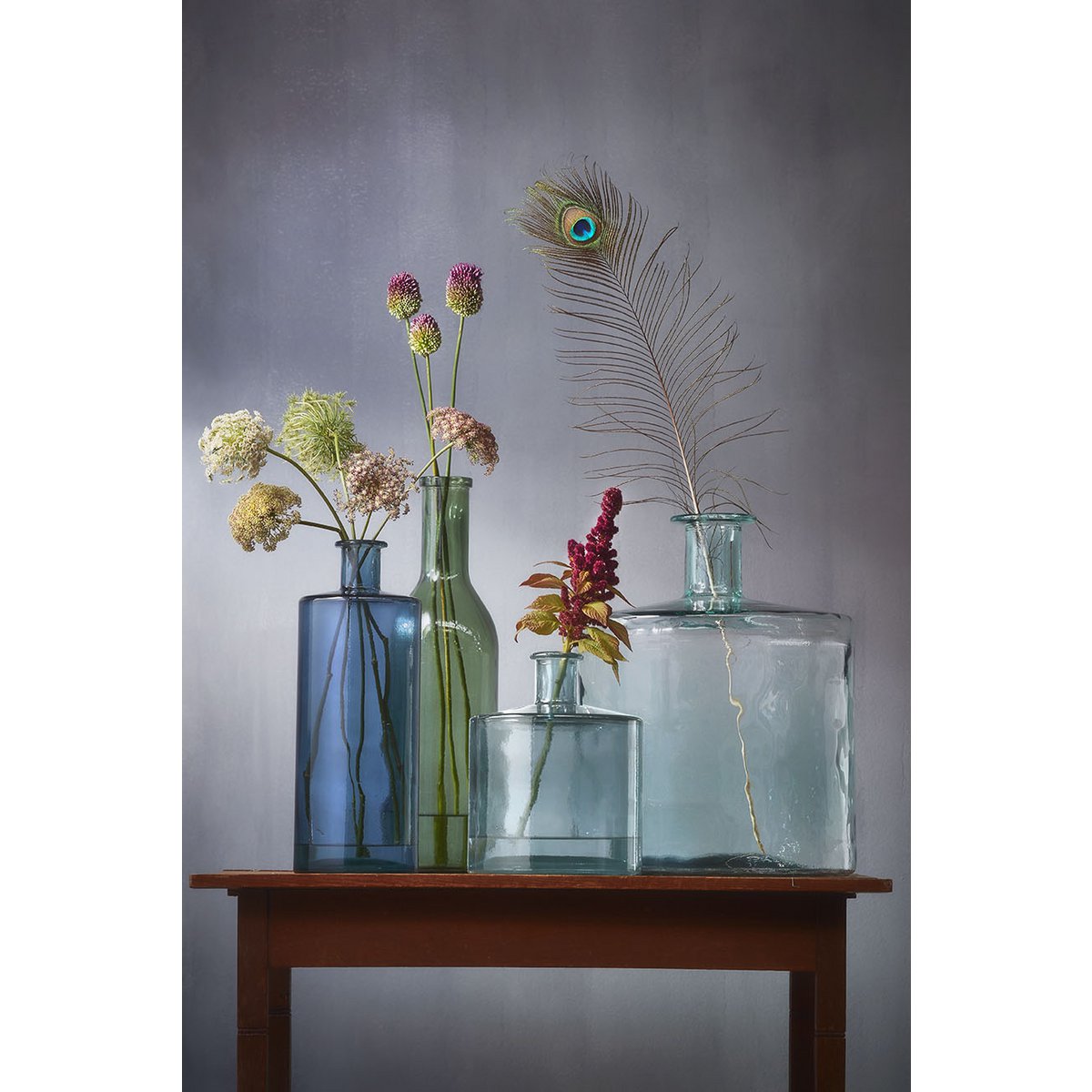 Guan Flaschenvase - H26 x Ø21 cm - Recyceltes Glas - Transparent