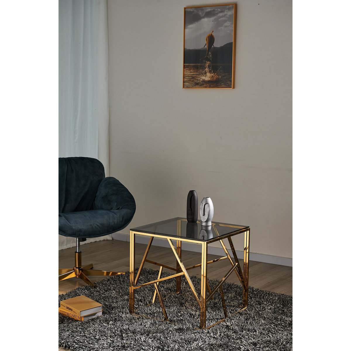 Beistelltisch Gold/Grau 55x55 cm
