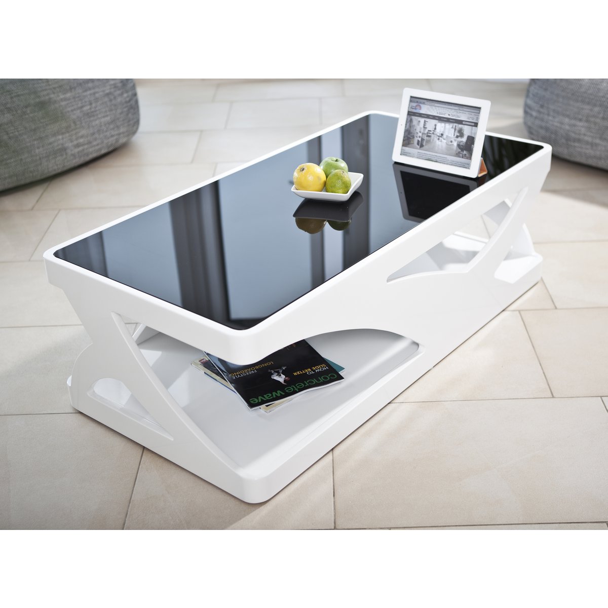 Coffee table 120x60x38 cm white/black