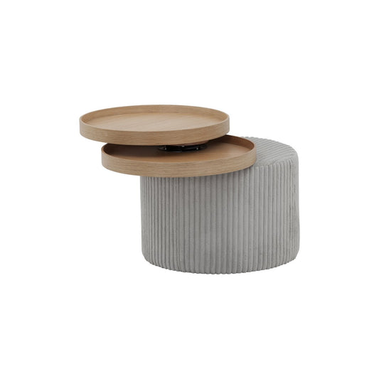 Side table light gray textured fabric