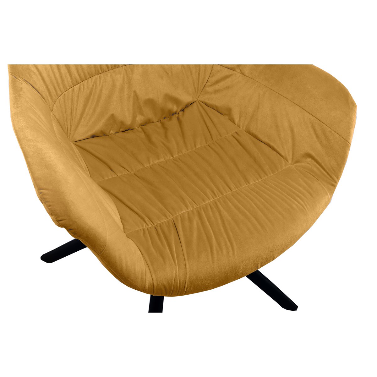 Armchair with honeycomb quilting in mustard yellow velvet