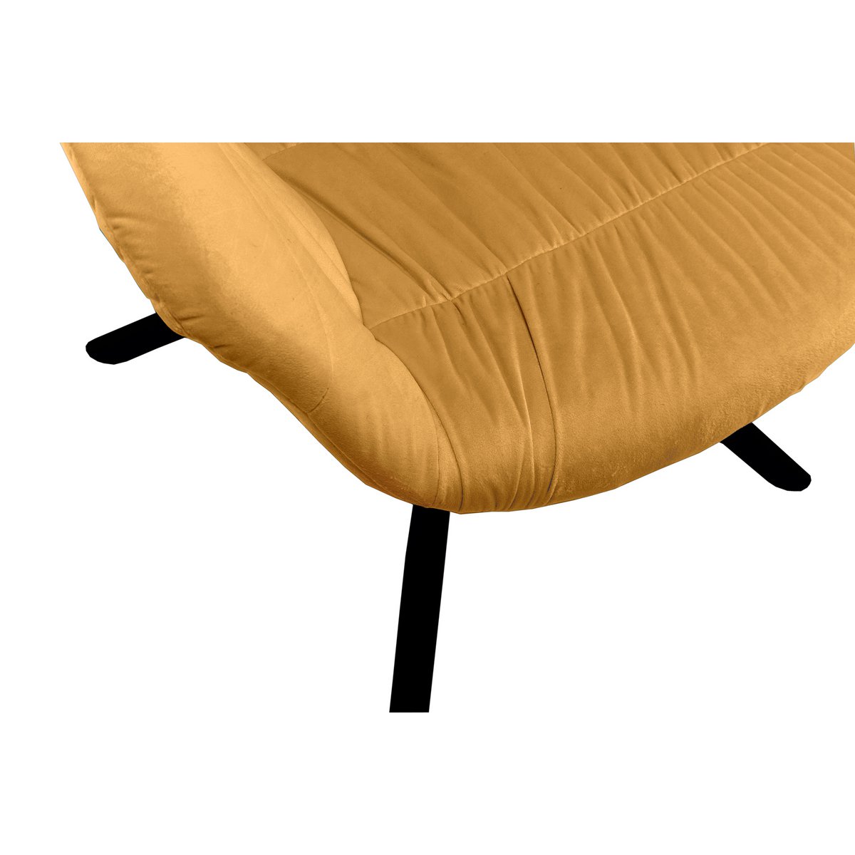 Armchair with honeycomb quilting in mustard yellow velvet