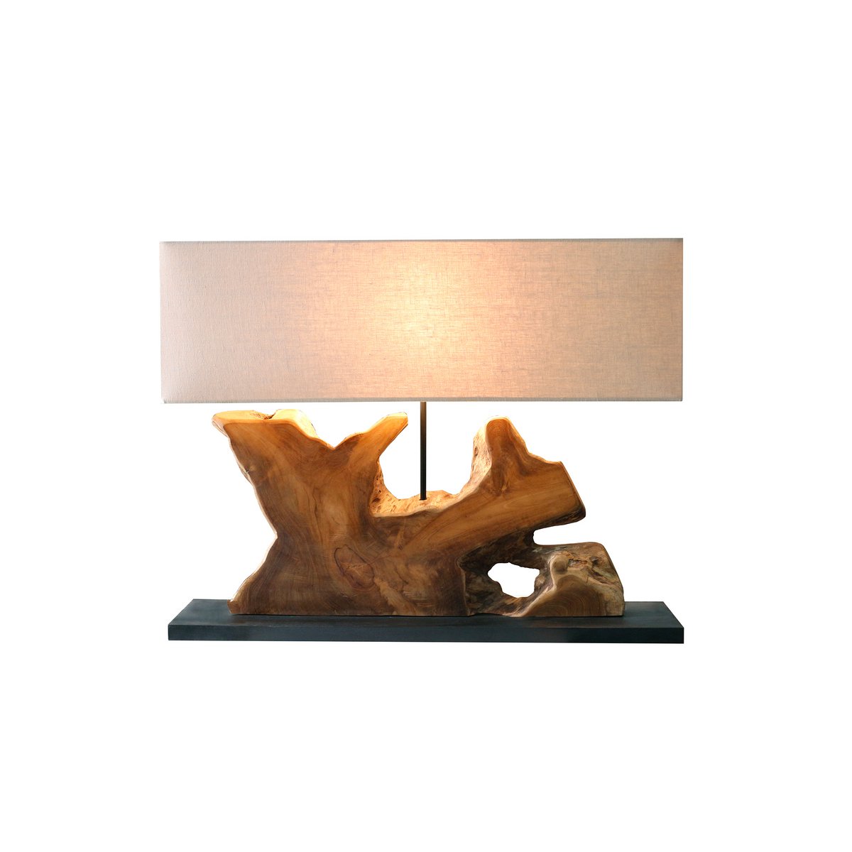 Tischleuchte Treibholz/Leinen Natur 59 cm