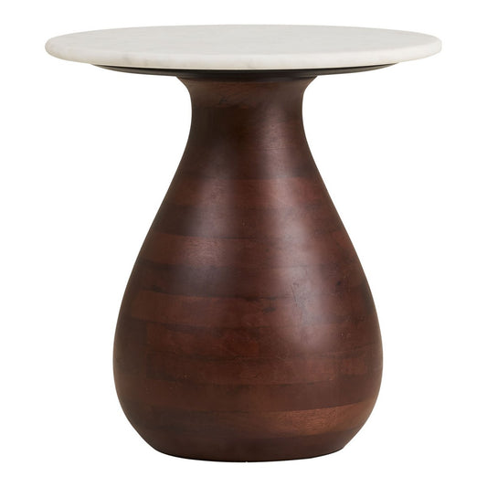 Heide Beistelltisch, Mangoholz/Marmor, dunkelbraun/weiß, ø40x41 cm