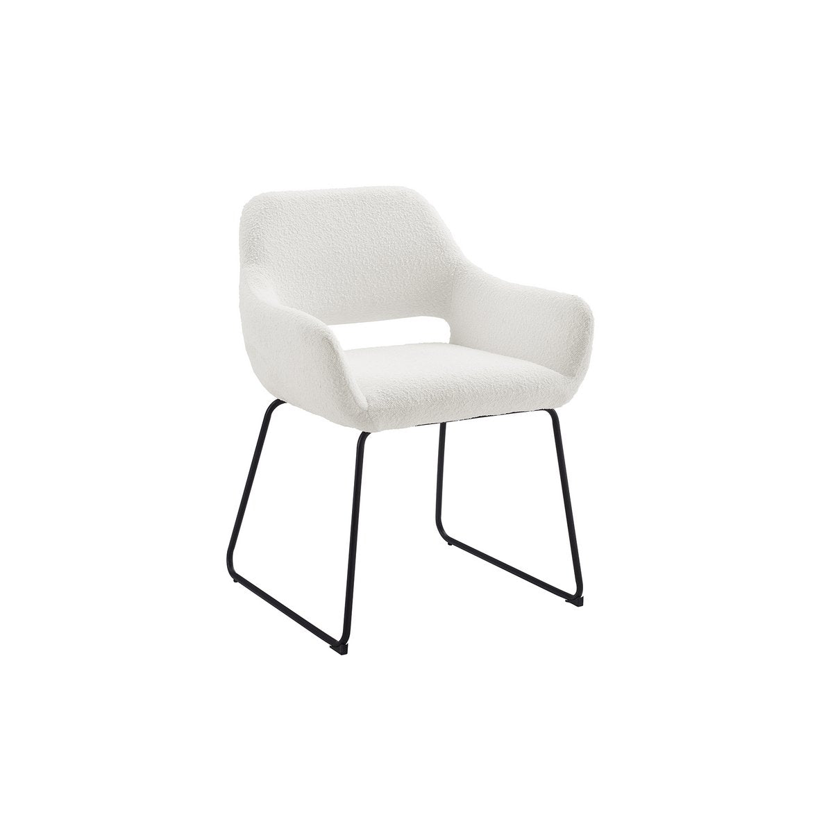 Armchair with back cut-out Bouclé fabric white