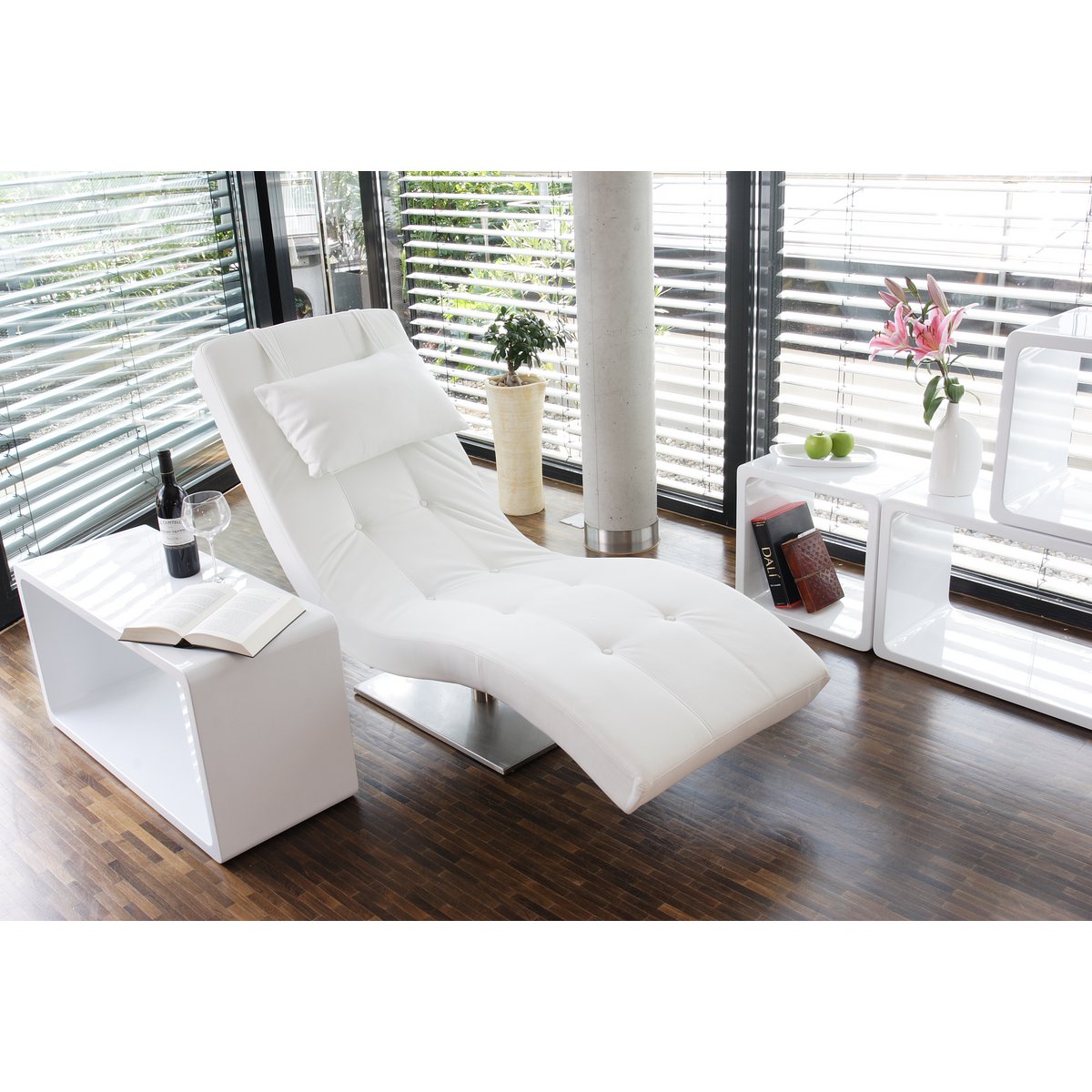 Relaxation lounger white imitation leather look
