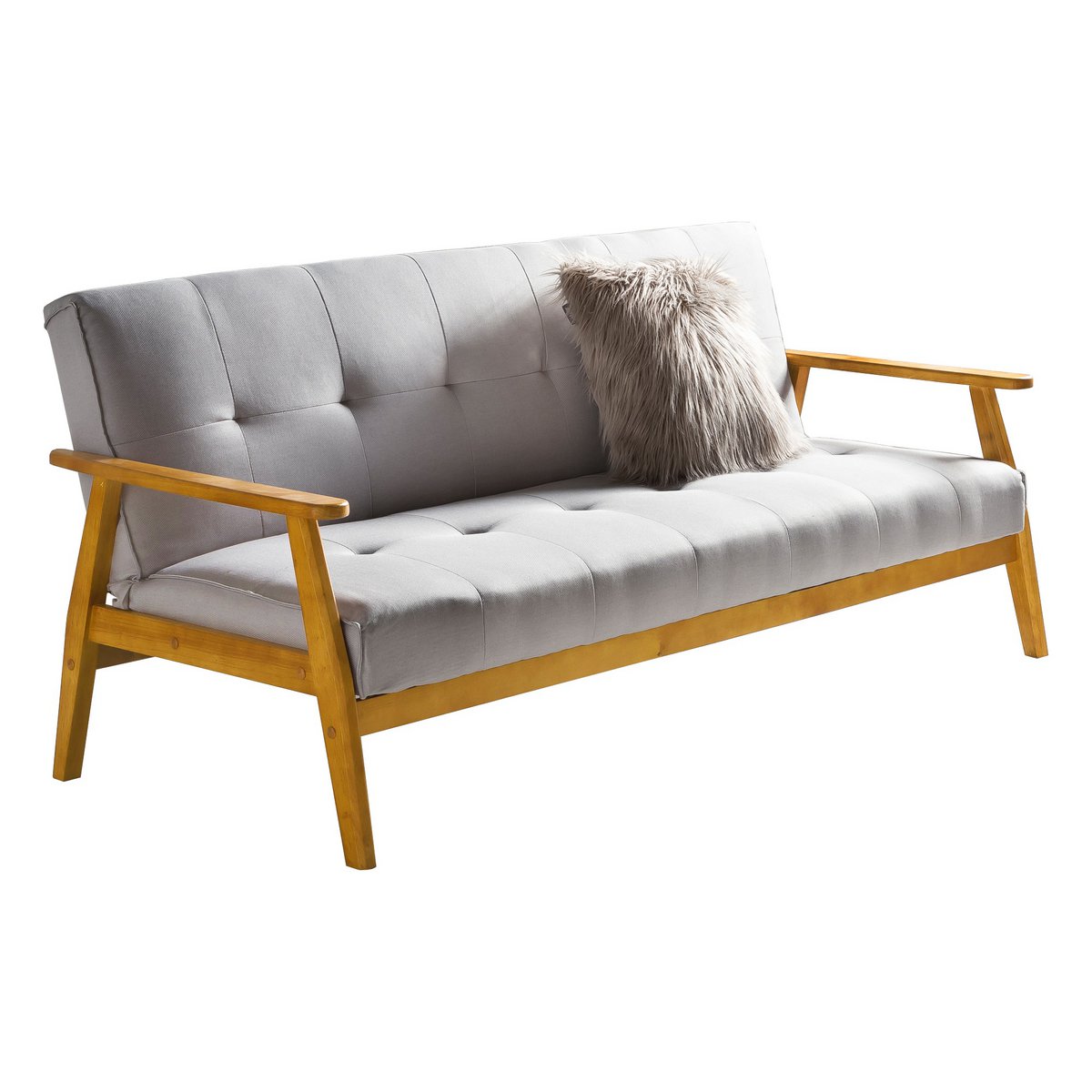 Sofa bed 190x85x81 cm light gray woven fabric