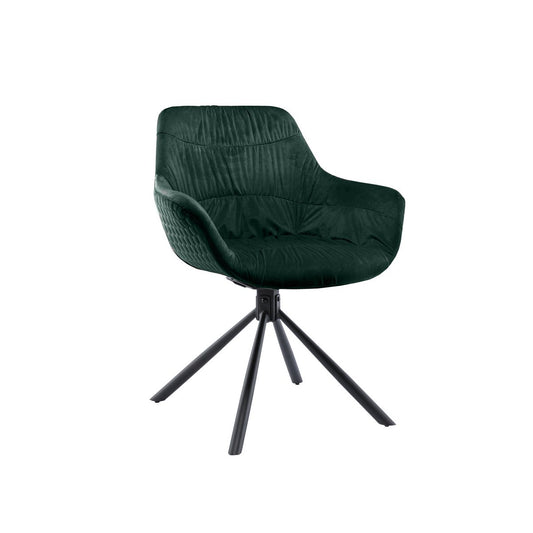 Armchair with honeycomb quilting in fir green velvet