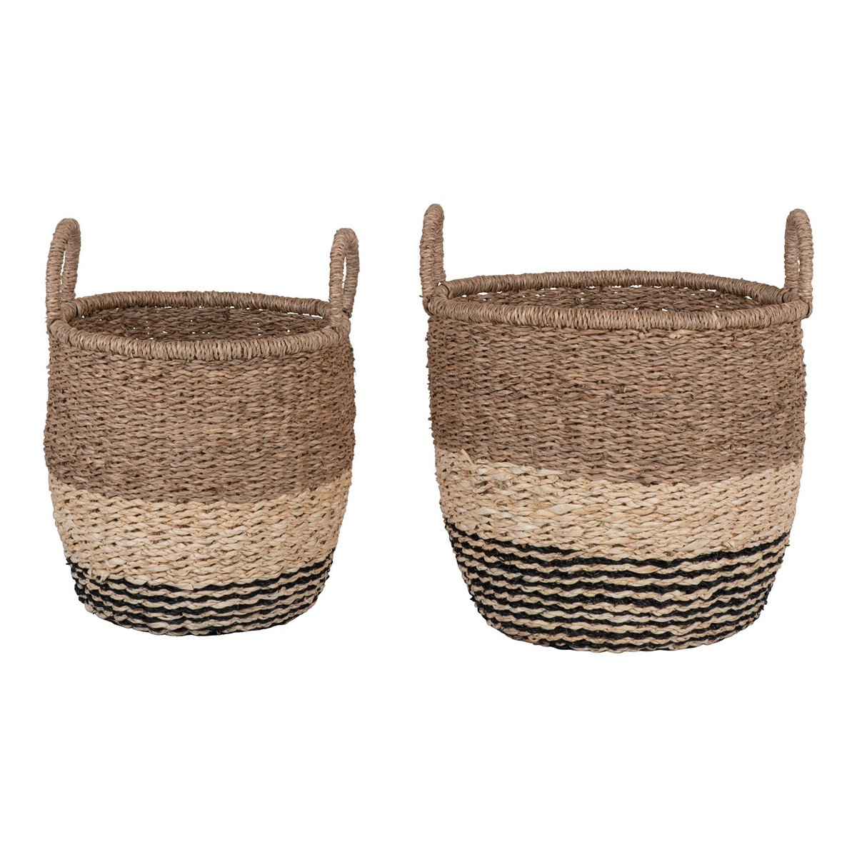 Lima Basket - Korb aus Seegras, Natur/Braun/Schwarz, 2er-Set