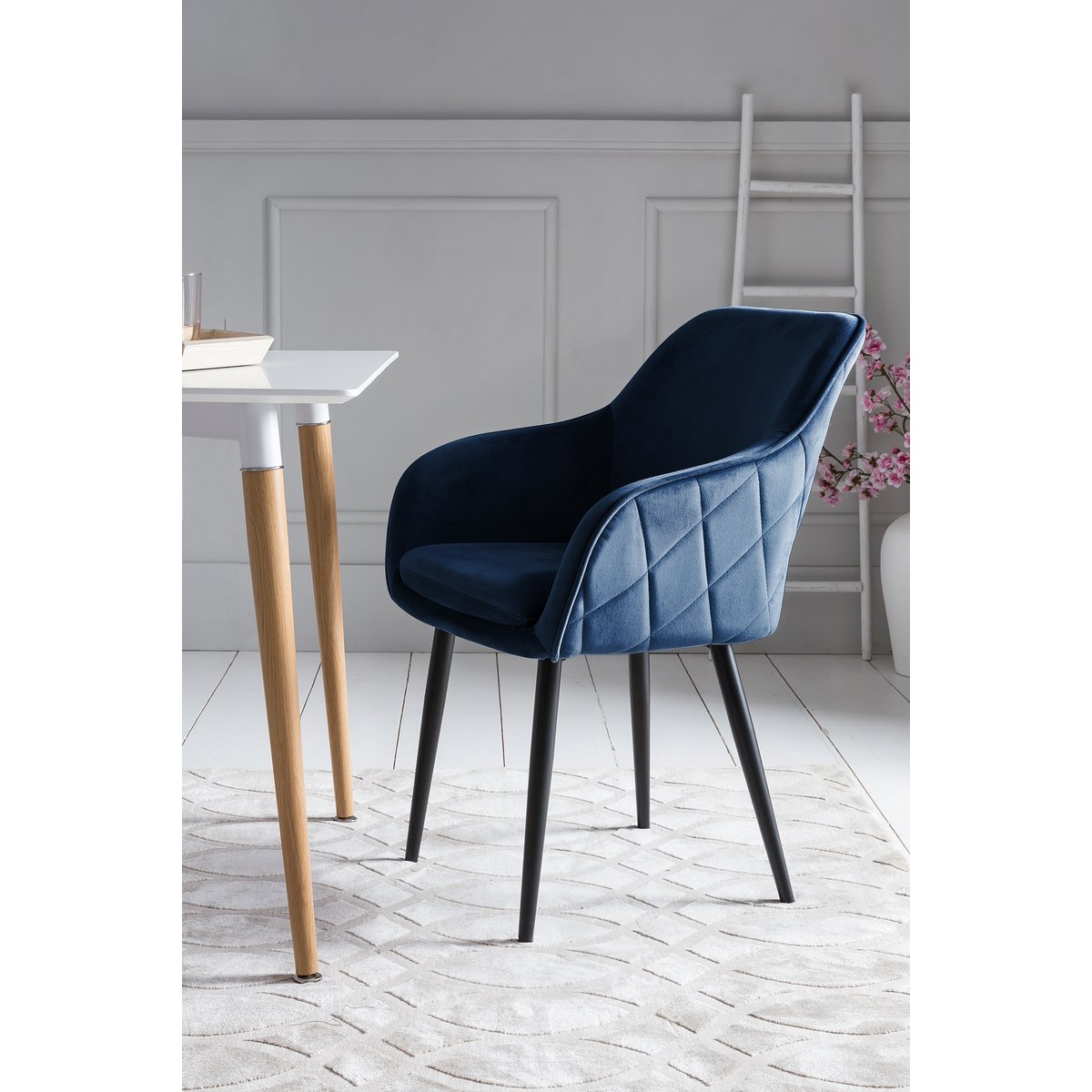 Dining chair blue velvet