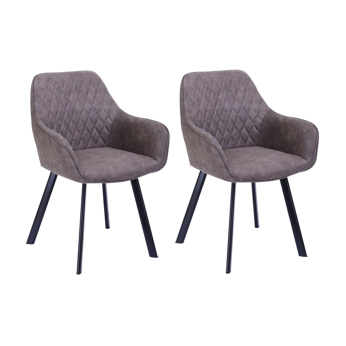 Set of 2 armchairs in taupe microfibre